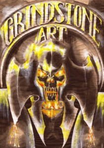 GA Flaming Skull red vivid light